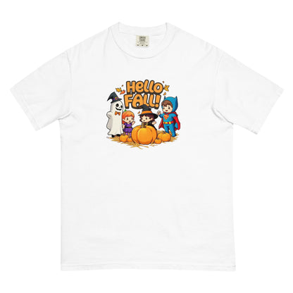 Hello Fall Unisex garment-dyed heavyweight t-shirtx  from Rare Plus Apparel – unique movie & pop culture inspired design.