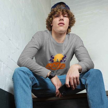 “Midnight Pumpkins” The Jack-O-Lantern Parade Unisex Long Sleeve Tee