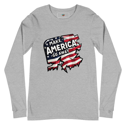 MAGA “Make America Go Away” Unisex Long Sleeve Tee  from Rare Plus Apparel – unique movie & pop culture inspired design.