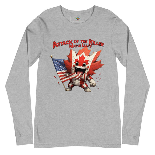 Maple Mayhem Unisex Long Sleeve Tee  from Rare Plus Apparel – unique movie & pop culture inspired design.