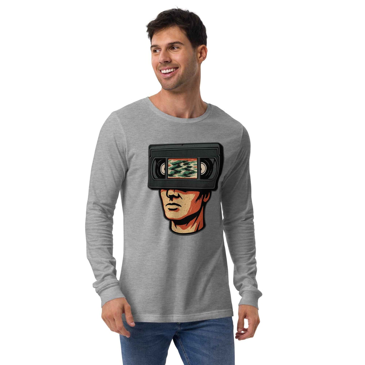 Tape Head Retro VHS Horror Design Unisex Long Sleeve Tee