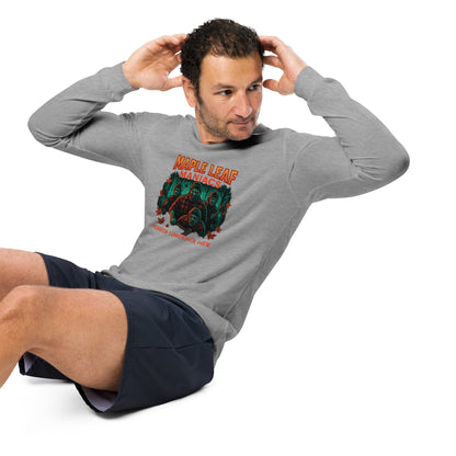 Maple Leaf Maniacs Unisex Long Sleeve Tee  from Rare Plus Apparel – unique movie & pop culture inspired design.
