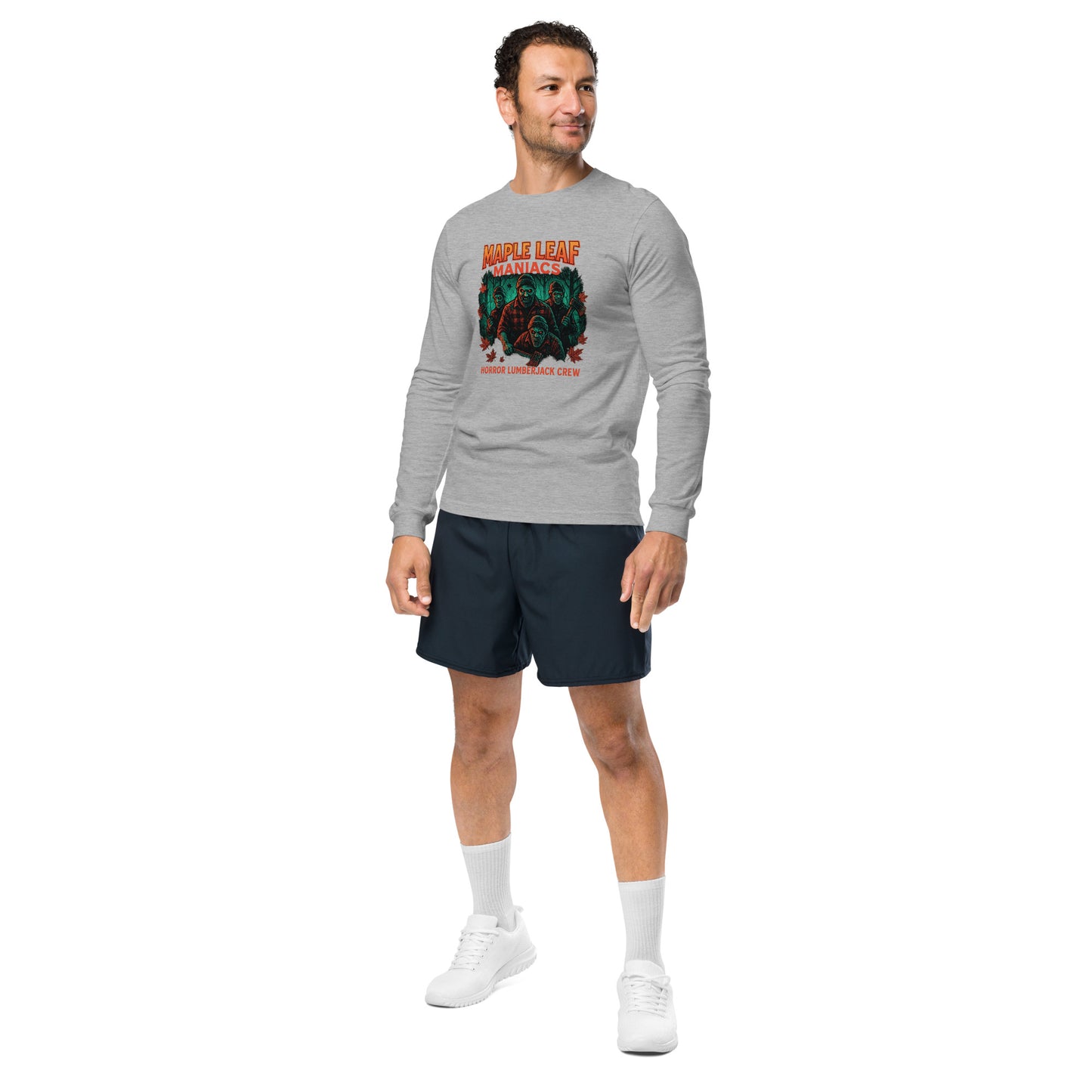 Maple Leaf Maniacs Unisex Long Sleeve Tee  from Rare Plus Apparel – unique movie & pop culture inspired design.