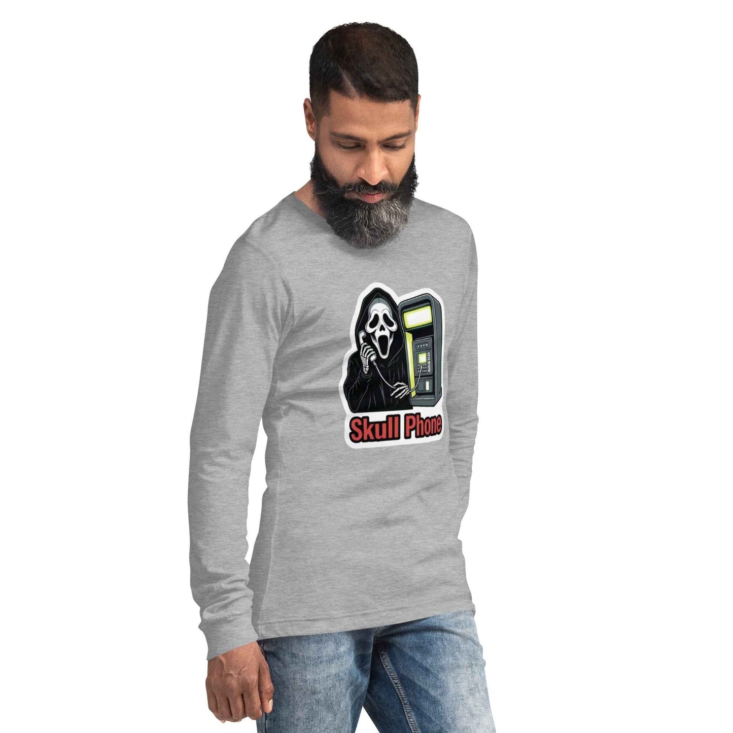 Skull Phone Skeleton Unisex Long Sleeve Tee