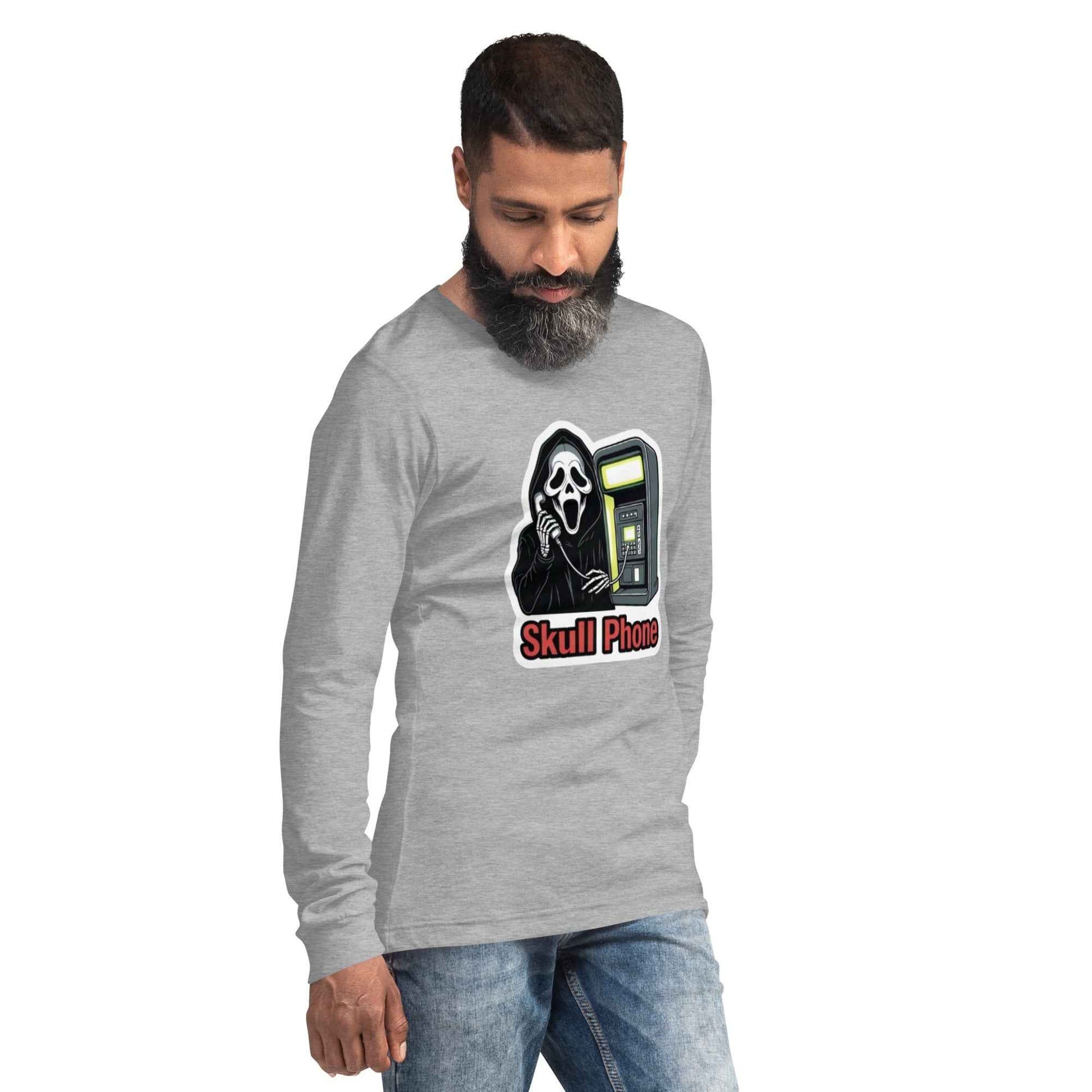Skull Phone Skeleton Unisex Long Sleeve Tee