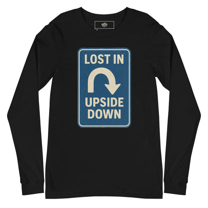 Lost in the Upside Down Unisex Long Sleeve Tee  from Rare Plus Apparel – unique movie & pop culture inspired design.