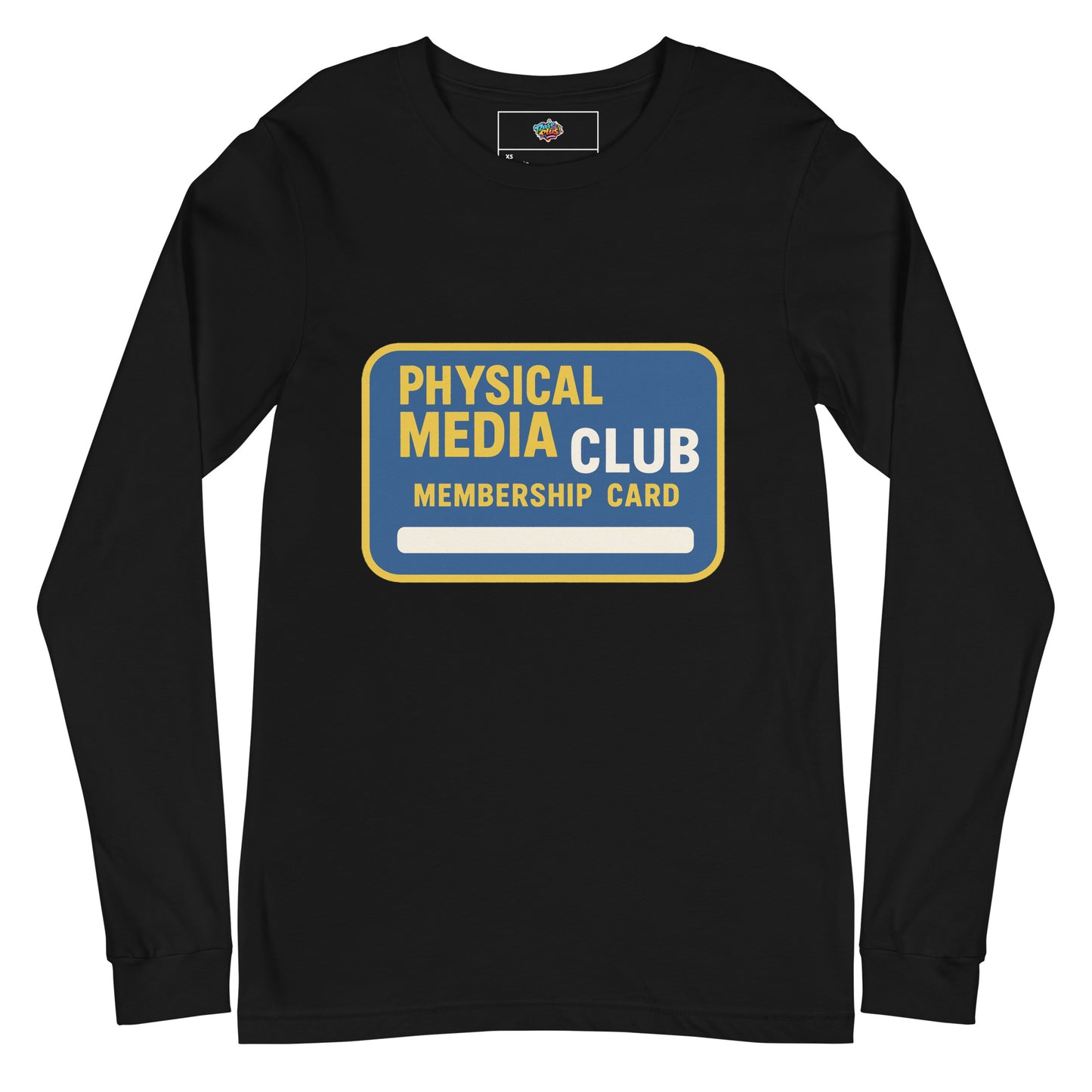 Physical Media Club Unisex Long Sleeve Tee  from Rare Plus Apparel – unique movie & pop culture inspired design.