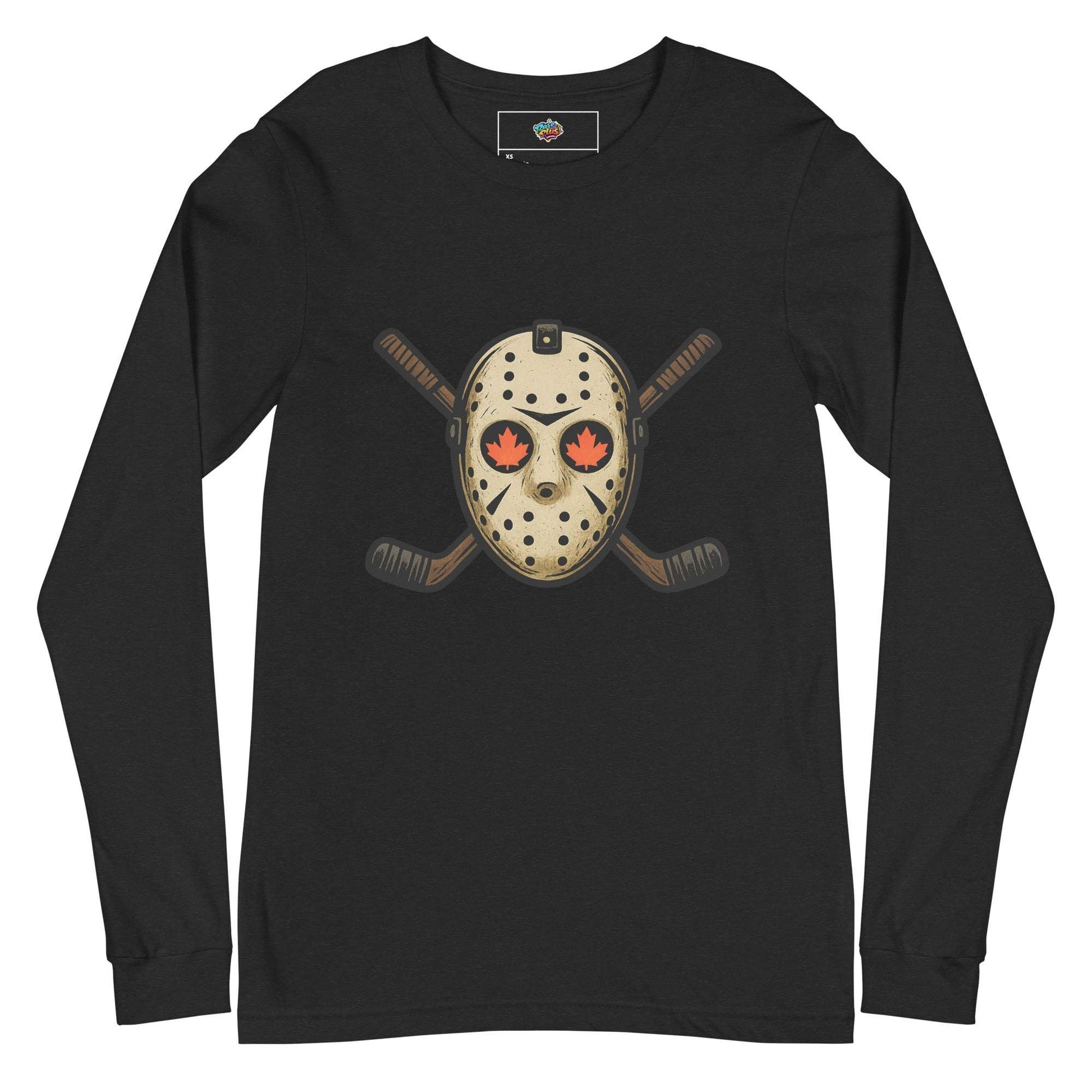 Hockey Mask Haunt Unisex Long Sleeve Tee  from Rare Plus Apparel – unique movie & pop culture inspired design.