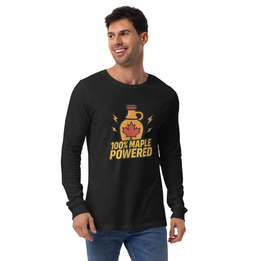 100% Maple Powered Unisex Long Sleeve Tee  from Rare Plus Apparel – unique movie & pop culture inspired design.
