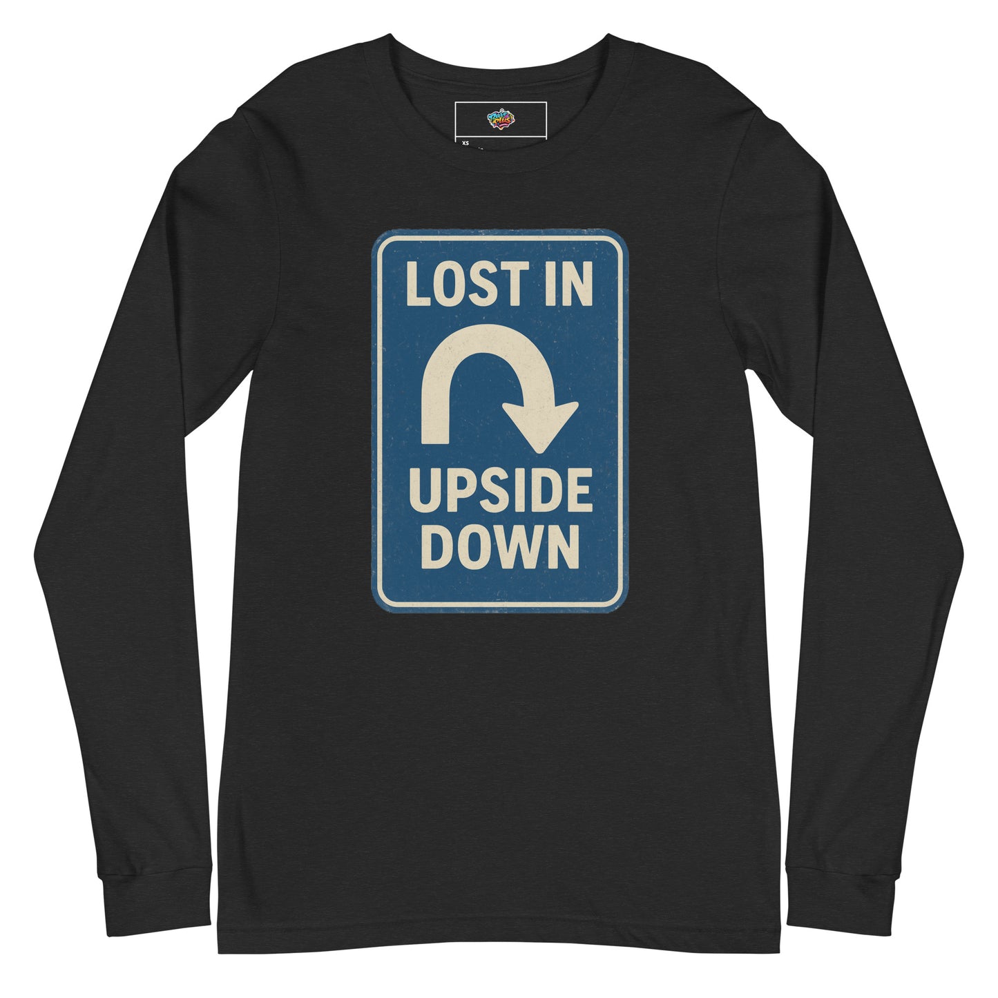 Lost in the Upside Down Unisex Long Sleeve Tee  from Rare Plus Apparel – unique movie & pop culture inspired design.
