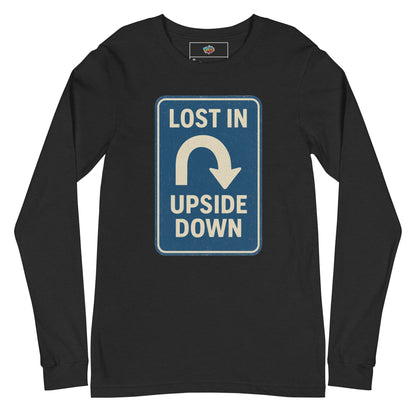 Lost in the Upside Down Unisex Long Sleeve Tee  from Rare Plus Apparel – unique movie & pop culture inspired design.