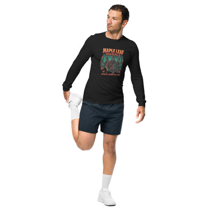 Maple Leaf Maniacs Unisex Long Sleeve Tee  from Rare Plus Apparel – unique movie & pop culture inspired design.