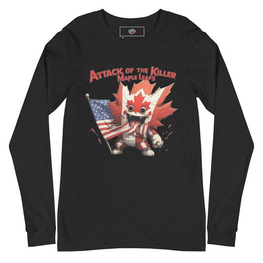 Maple Mayhem Unisex Long Sleeve Tee  from Rare Plus Apparel – unique movie & pop culture inspired design.