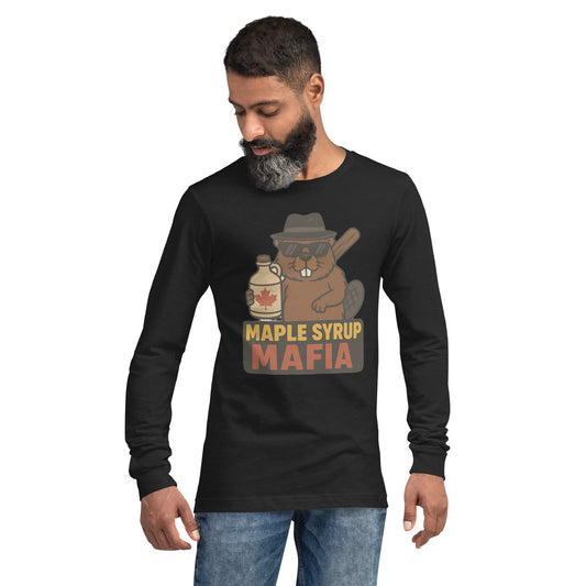 Maple Syrup Mafia Unisex Long Sleeve Tee  from Rare Plus Apparel – unique movie & pop culture inspired design.