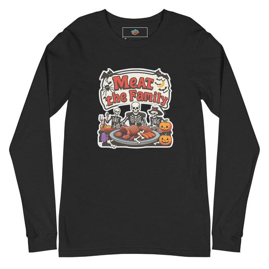Meat The Family Unisex Long Sleeve Tee  from Rare Plus Apparel – unique movie & pop culture inspired design.