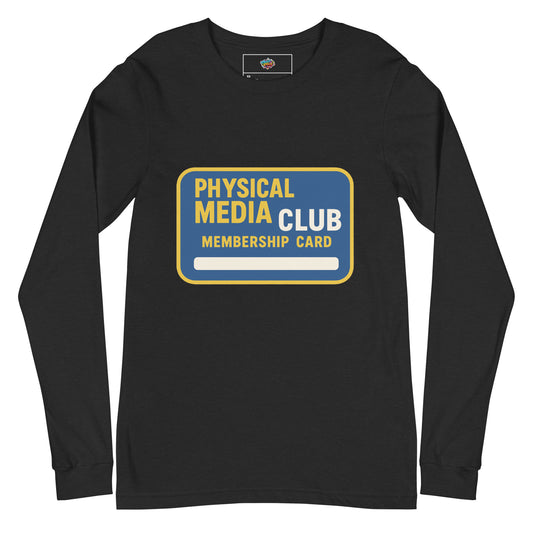 Physical Media Club Unisex Long Sleeve Tee  from Rare Plus Apparel – unique movie & pop culture inspired design.