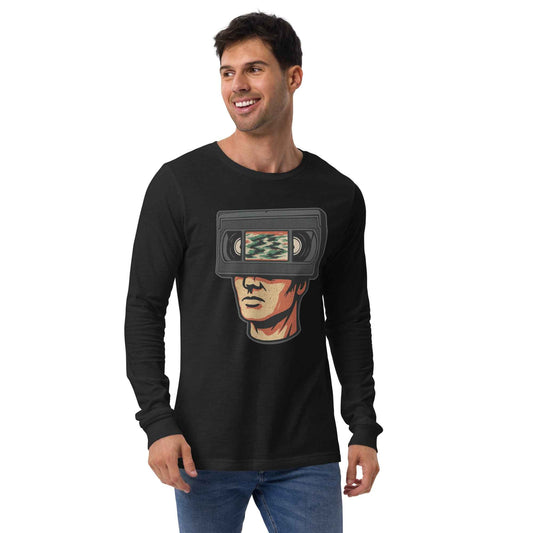 Tape Head Retro VHS Horror Design Unisex Long Sleeve Tee