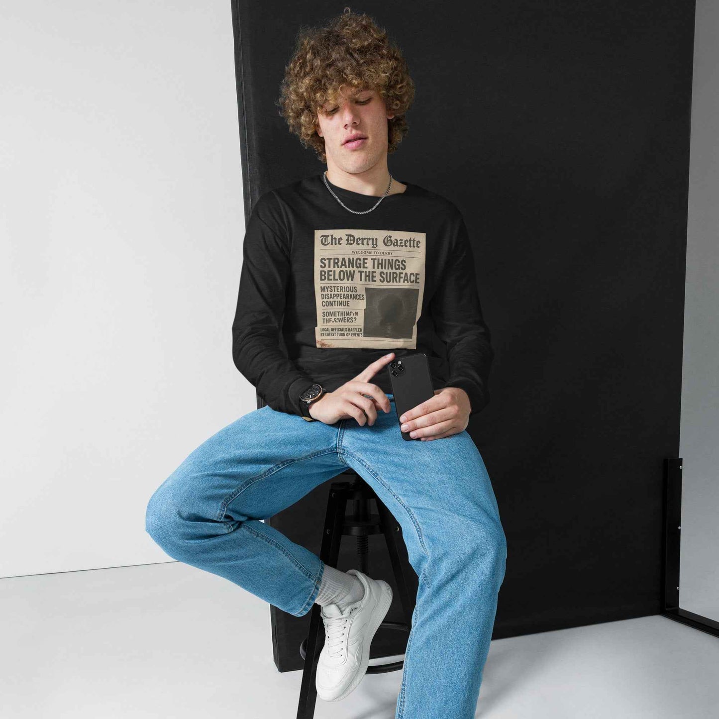 The Derry Gazette “Strange Things Below the Surface” Unisex Long Sleeve Tee