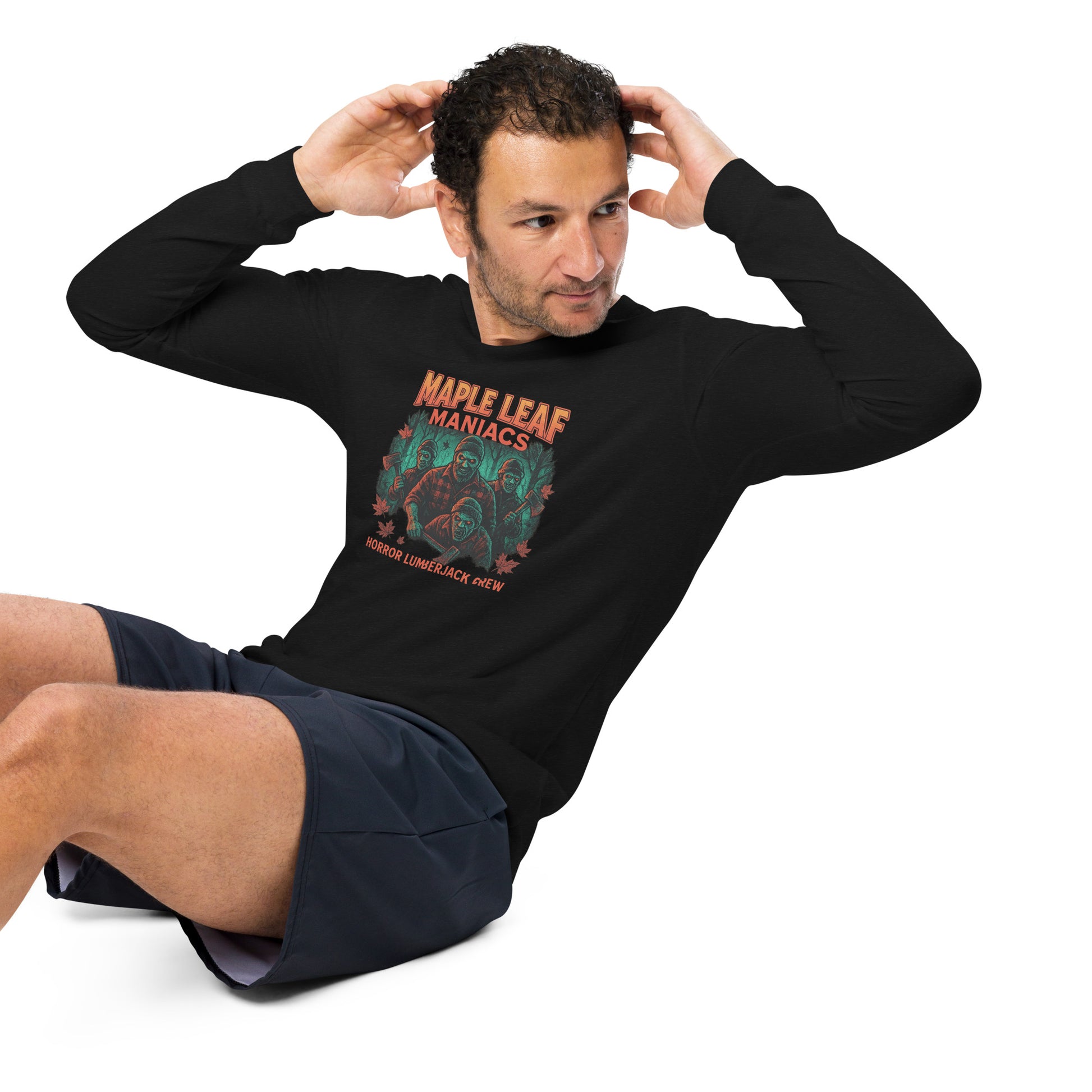 Maple Leaf Maniacs Unisex Long Sleeve Tee  from Rare Plus Apparel – unique movie & pop culture inspired design.