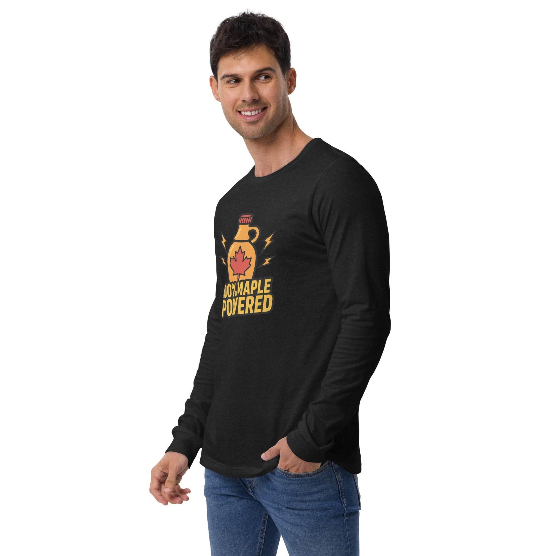 100% Maple Powered Unisex Long Sleeve Tee  from Rare Plus Apparel – unique movie & pop culture inspired design.