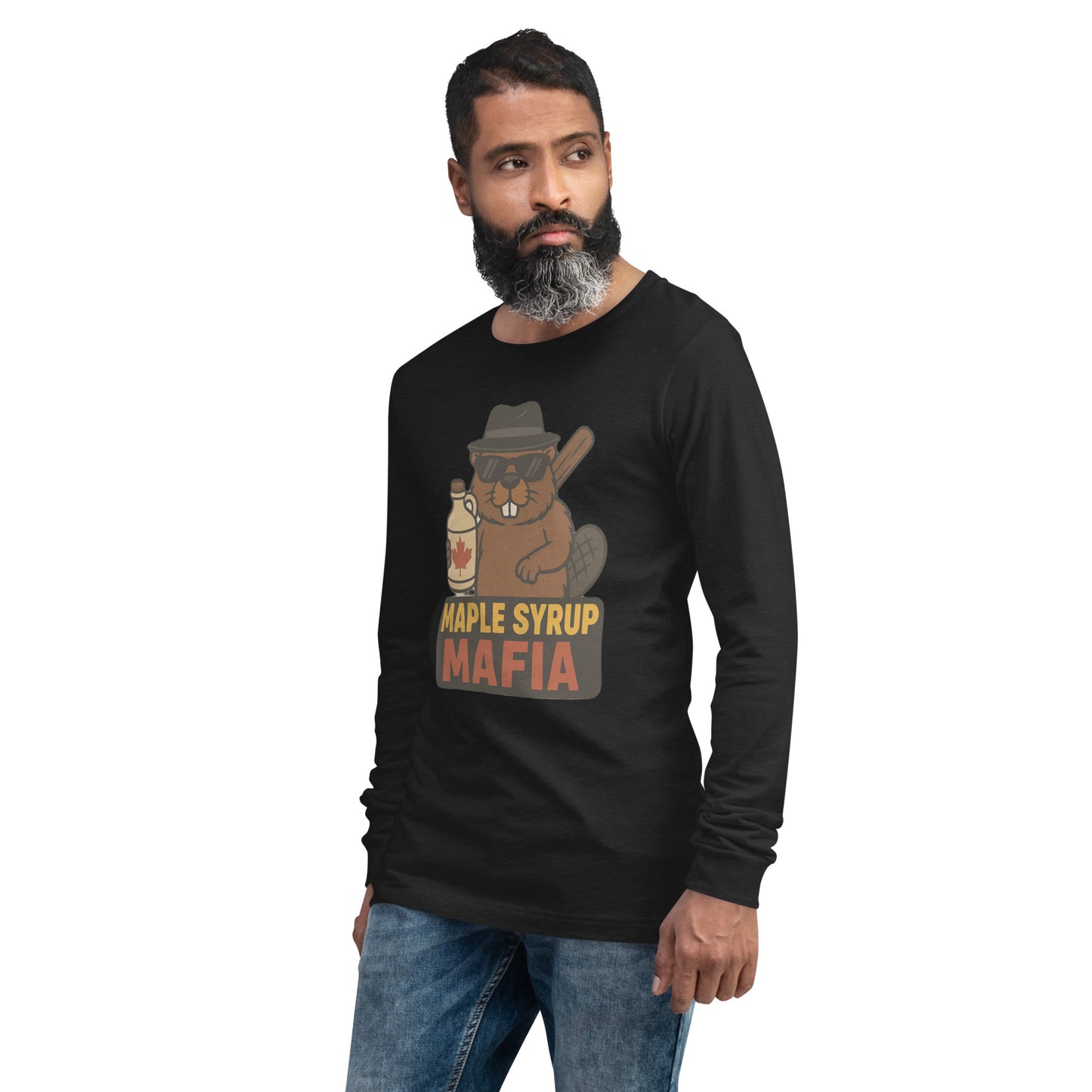 Maple Syrup Mafia Unisex Long Sleeve Tee  from Rare Plus Apparel – unique movie & pop culture inspired design.