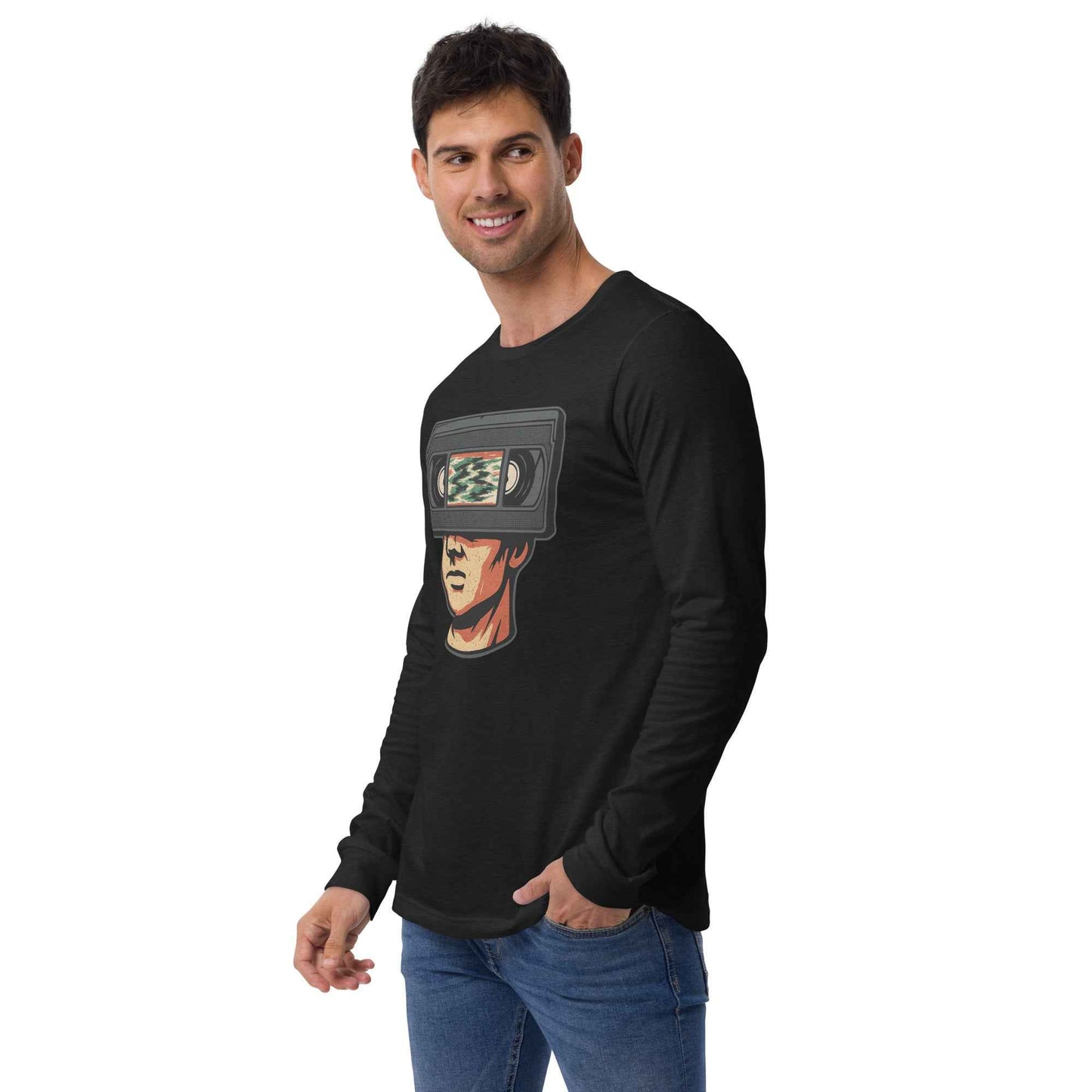 Tape Head Retro VHS Horror Design Unisex Long Sleeve Tee