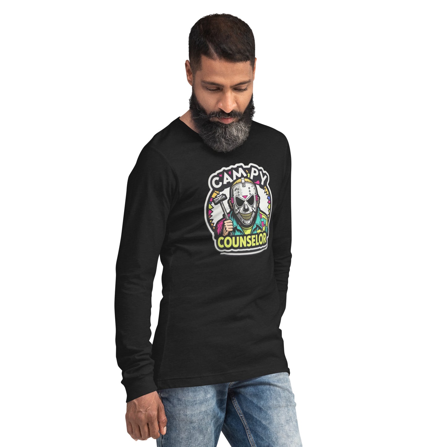 Campy Counselor Unisex Long Sleeve Tee  from Rare Plus Apparel – unique movie & pop culture inspired design.