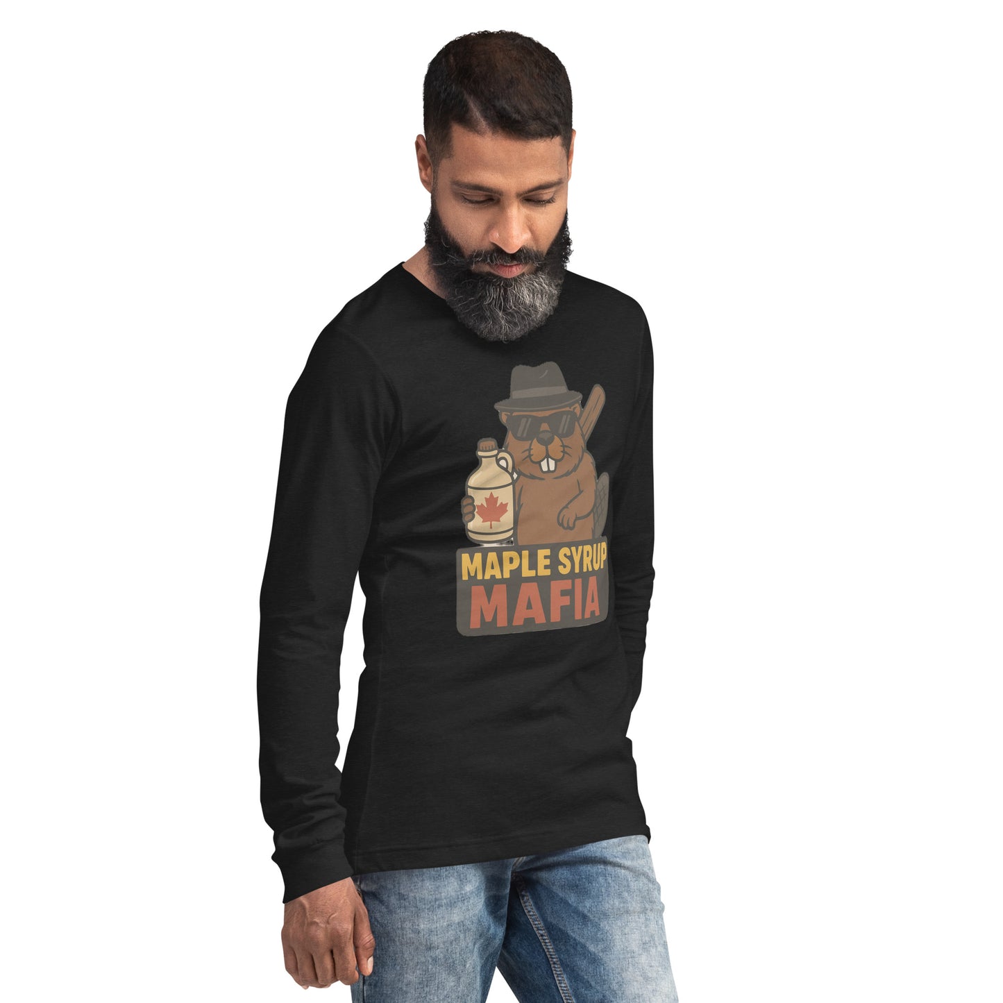Maple Syrup Mafia Unisex Long Sleeve Tee  from Rare Plus Apparel – unique movie & pop culture inspired design.