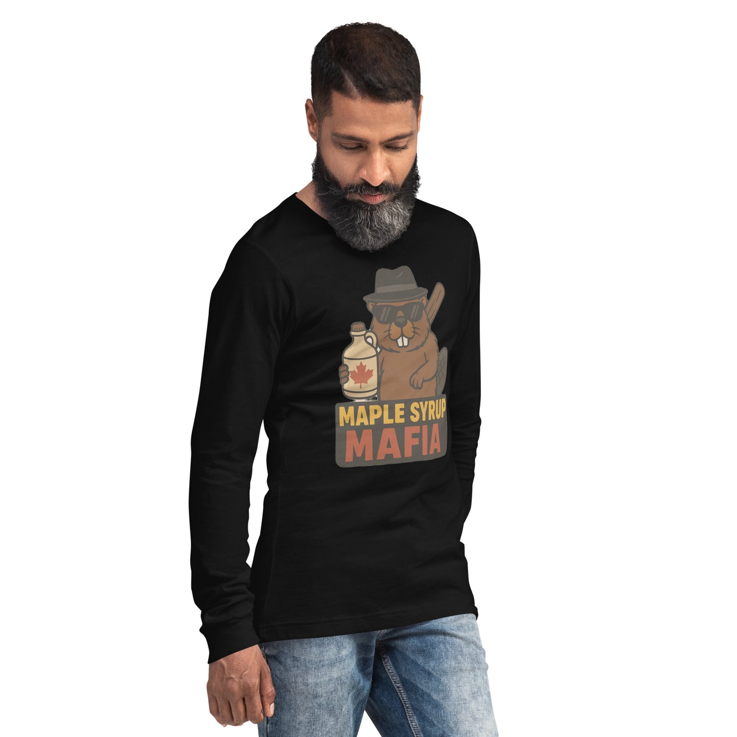 Maple Syrup Mafia Unisex Long Sleeve Tee  from Rare Plus Apparel – unique movie & pop culture inspired design.