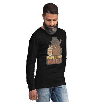 Maple Syrup Mafia Unisex Long Sleeve Tee  from Rare Plus Apparel – unique movie & pop culture inspired design.