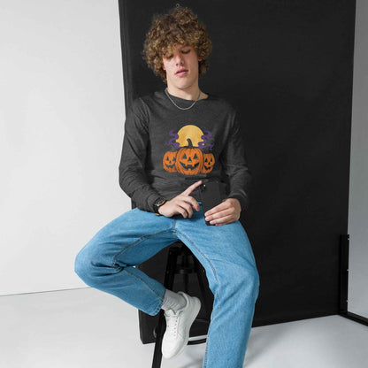 “Midnight Pumpkins” The Jack-O-Lantern Parade Unisex Long Sleeve Tee