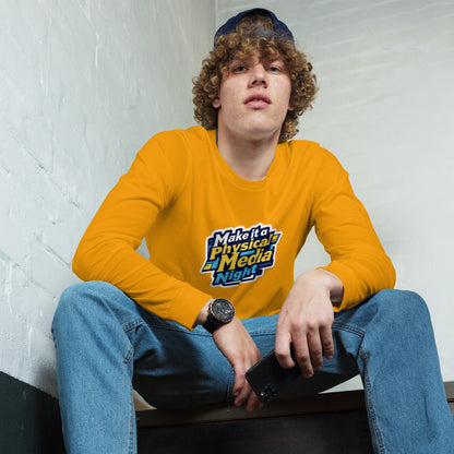 Make it a Physical Media Night Unisex Long Sleeve Tee  from Rare Plus Apparel – unique movie & pop culture inspired design.