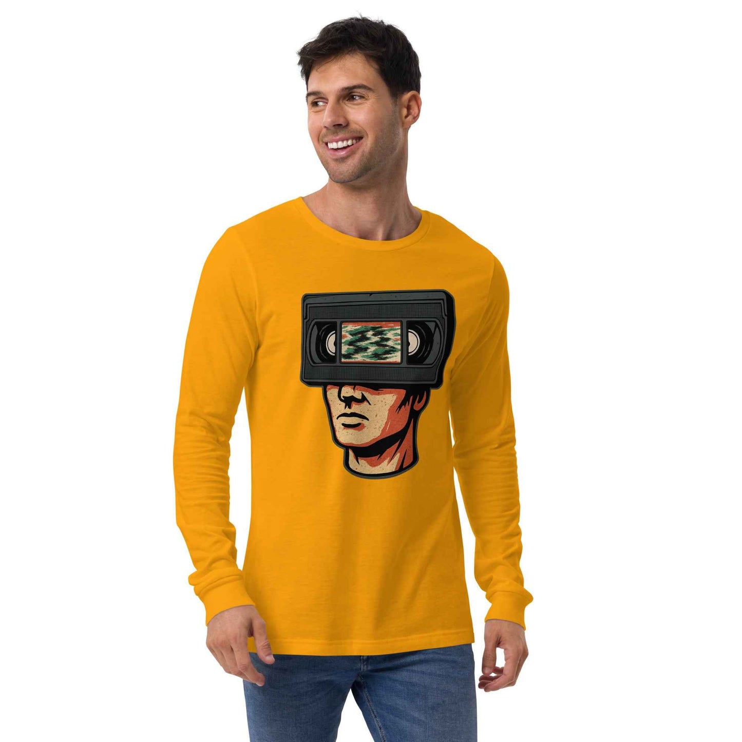Tape Head Retro VHS Horror Design Unisex Long Sleeve Tee