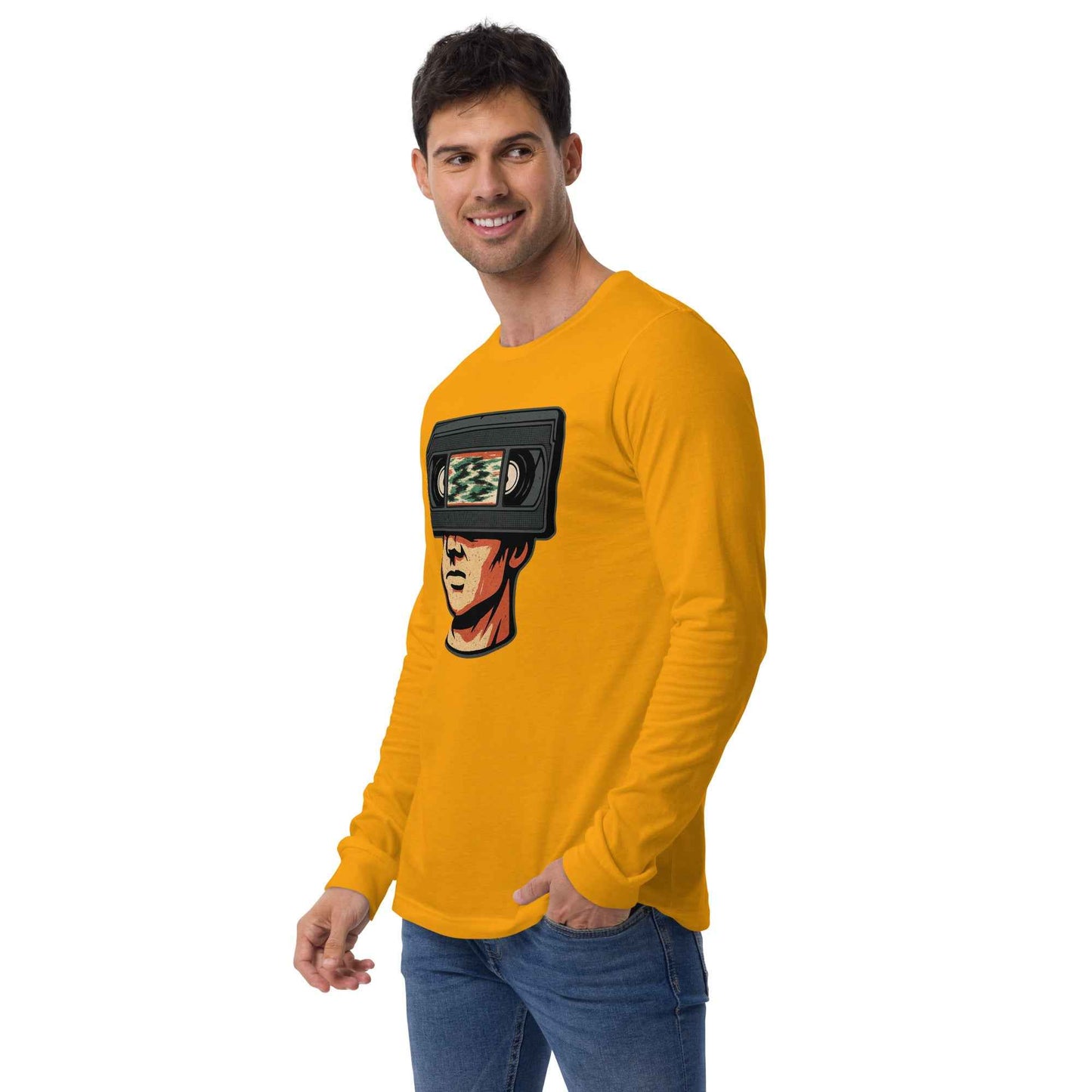 Tape Head Retro VHS Horror Design Unisex Long Sleeve Tee