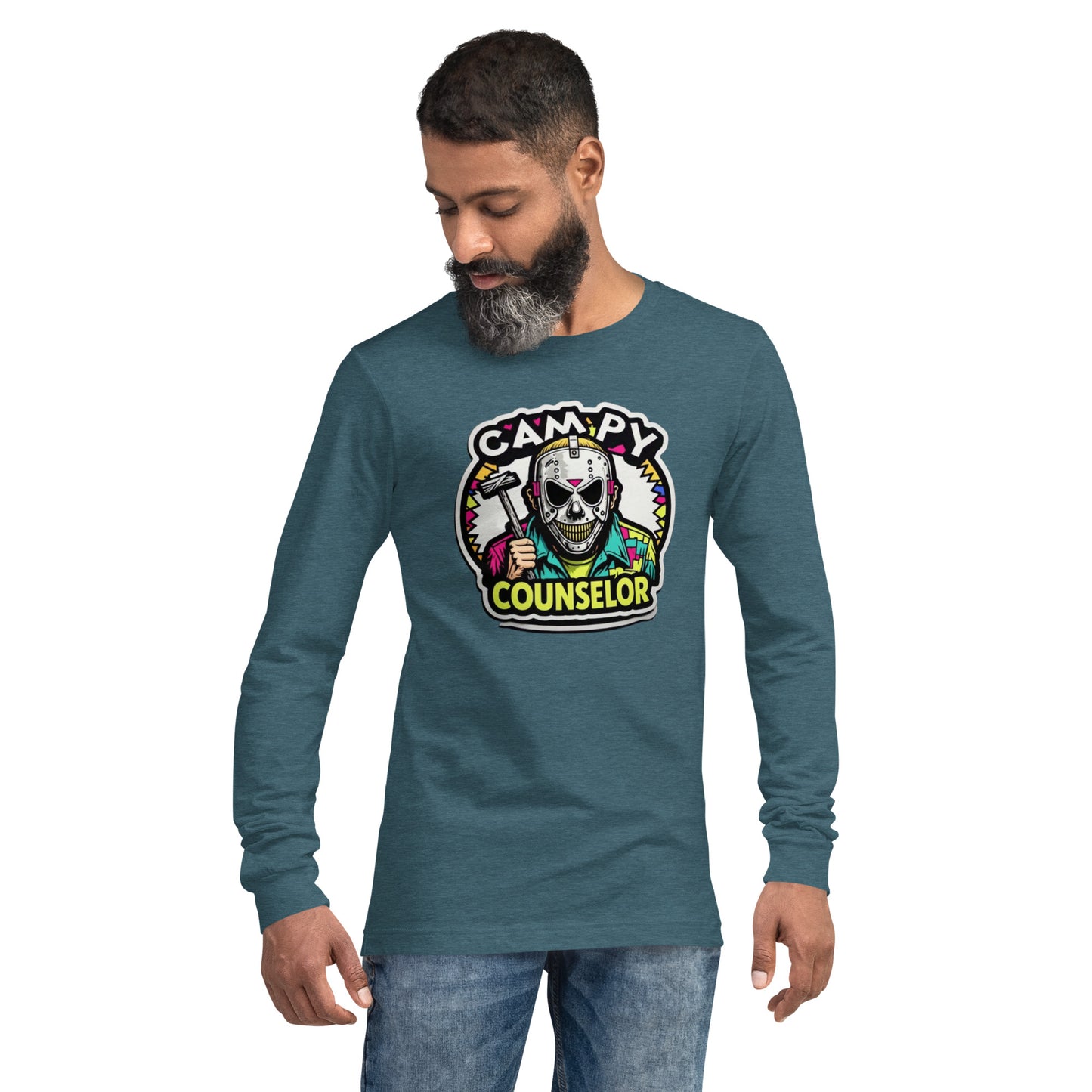 Campy Counselor Unisex Long Sleeve Tee  from Rare Plus Apparel – unique movie & pop culture inspired design.
