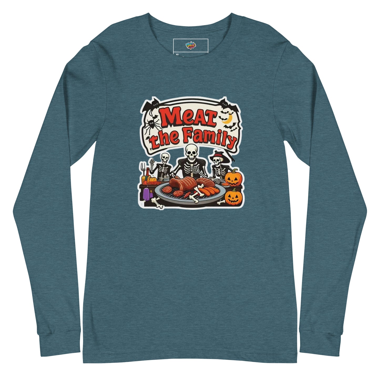 Meat The Family Unisex Long Sleeve Tee  from Rare Plus Apparel – unique movie & pop culture inspired design.