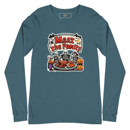 Meat The Family Unisex Long Sleeve Tee  from Rare Plus Apparel – unique movie & pop culture inspired design.