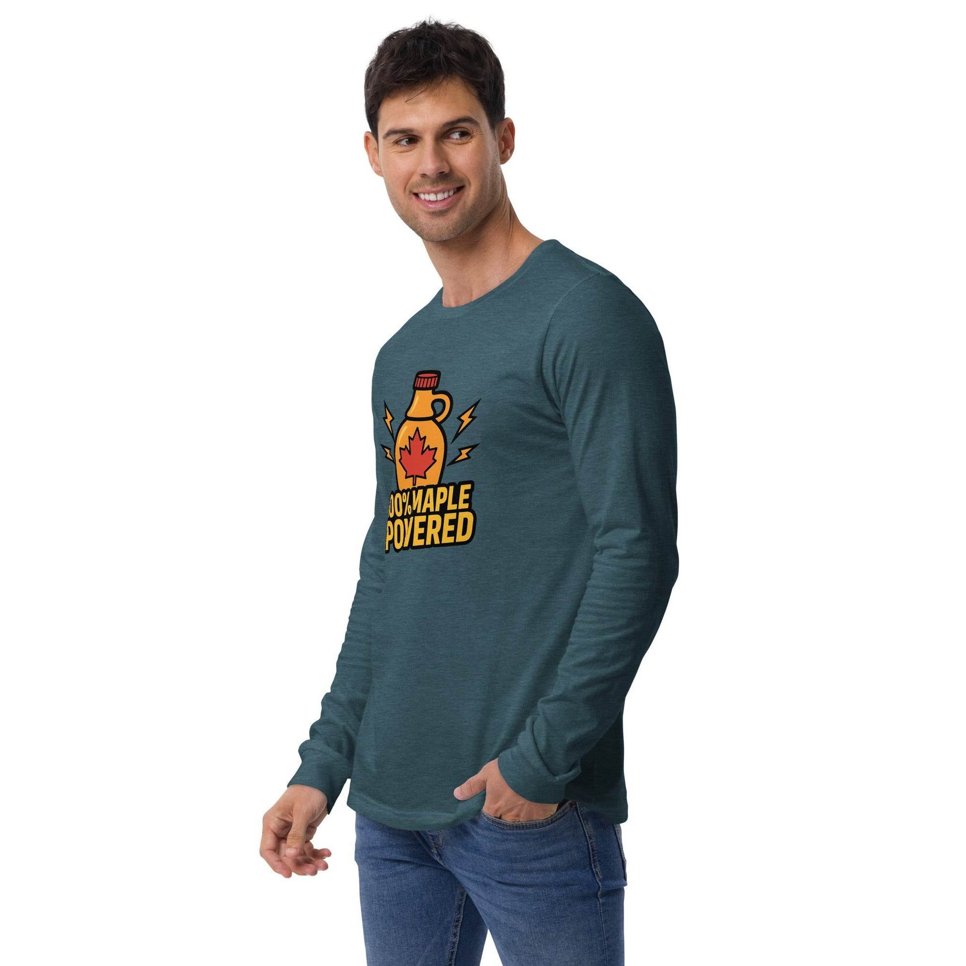 100% Maple Powered Unisex Long Sleeve Tee  from Rare Plus Apparel – unique movie & pop culture inspired design.