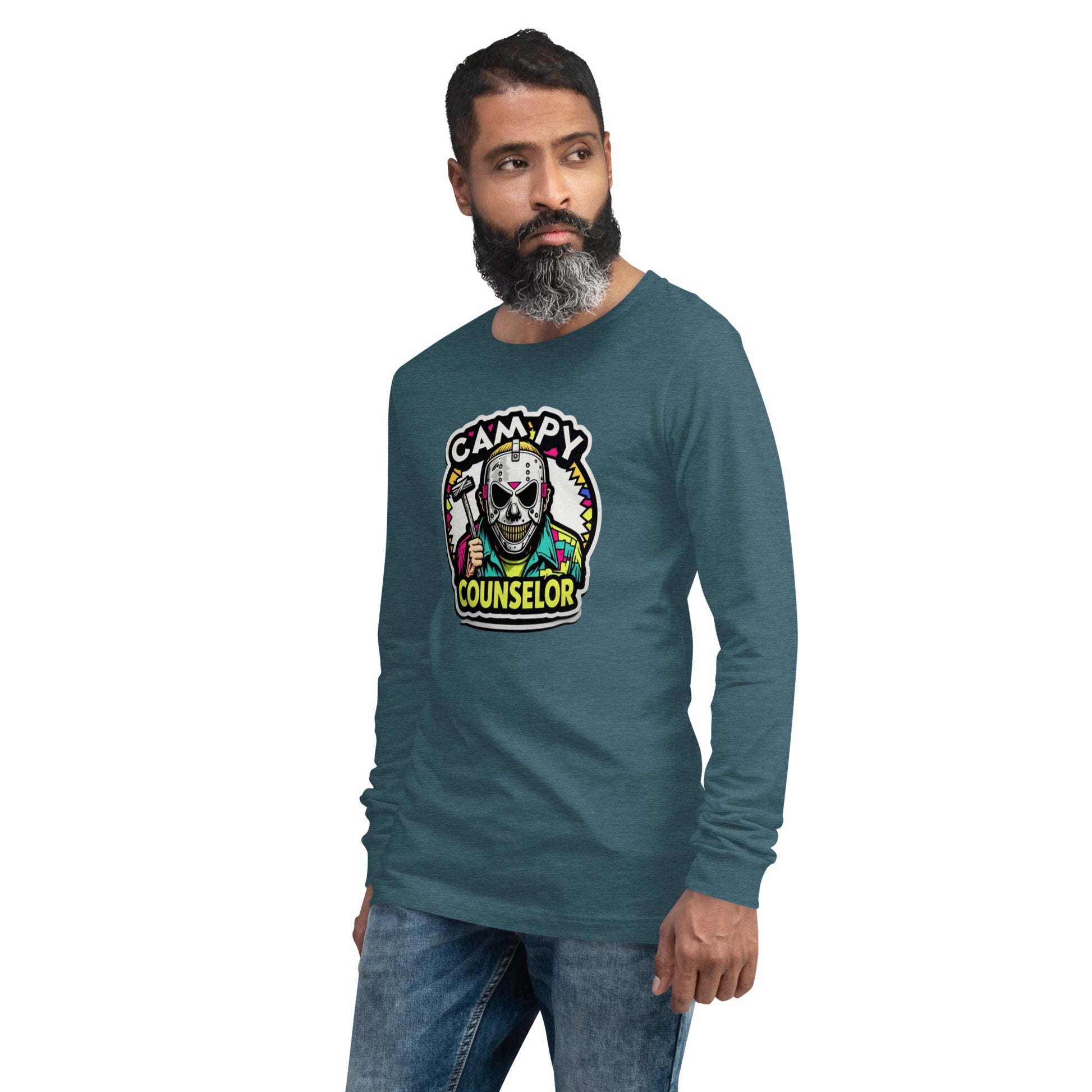 Campy Counselor Unisex Long Sleeve Tee  from Rare Plus Apparel – unique movie & pop culture inspired design.