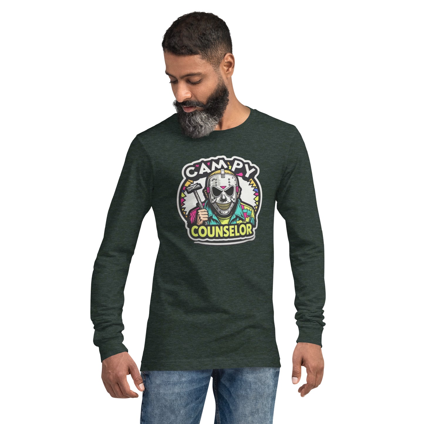 Campy Counselor Unisex Long Sleeve Tee  from Rare Plus Apparel – unique movie & pop culture inspired design.