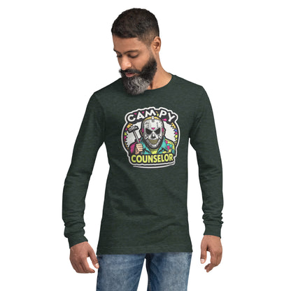 Campy Counselor Unisex Long Sleeve Tee  from Rare Plus Apparel – unique movie & pop culture inspired design.