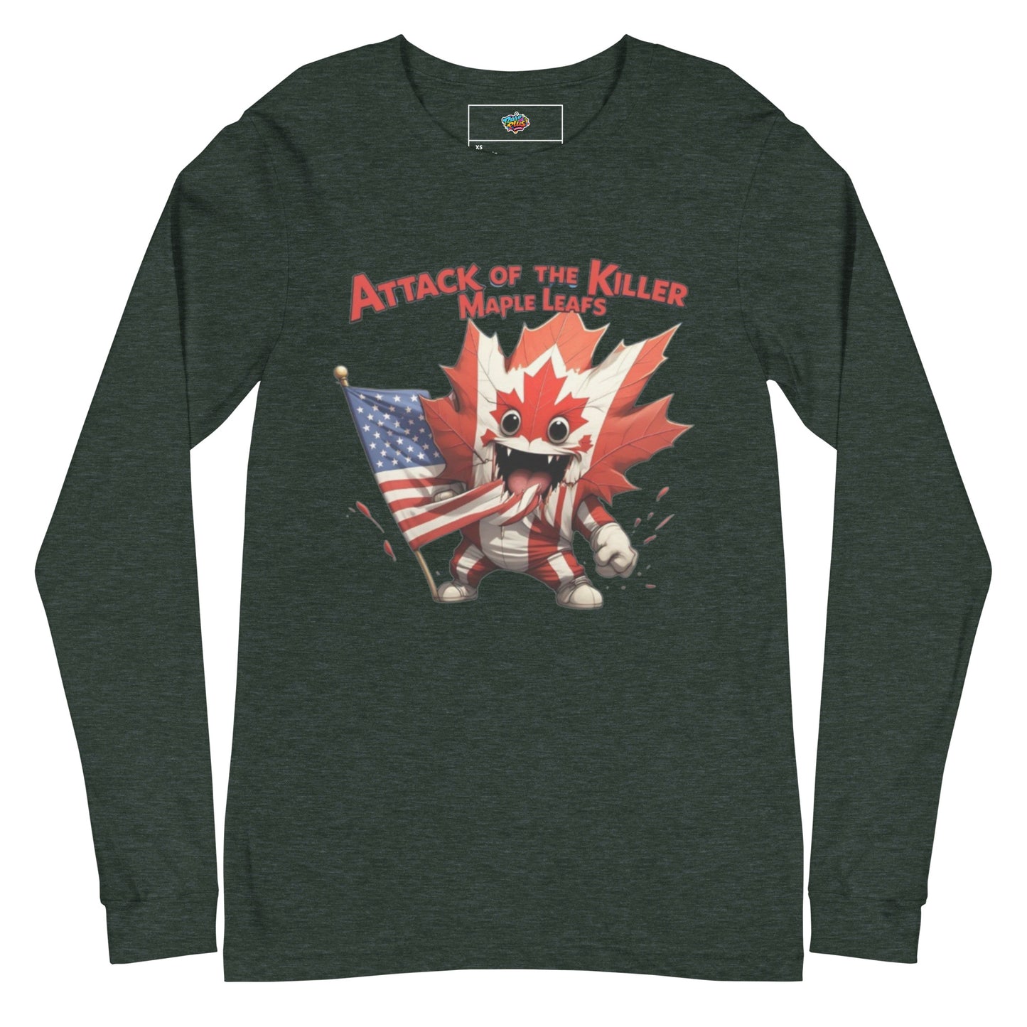 Maple Mayhem Unisex Long Sleeve Tee  from Rare Plus Apparel – unique movie & pop culture inspired design.