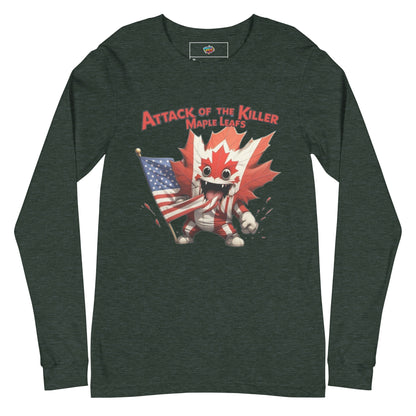Maple Mayhem Unisex Long Sleeve Tee  from Rare Plus Apparel – unique movie & pop culture inspired design.