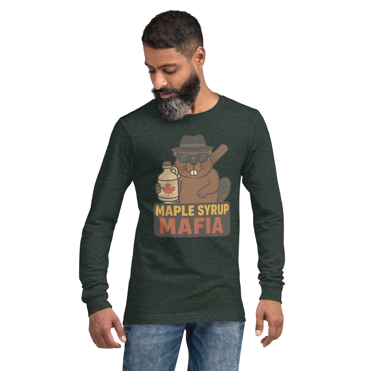 Maple Syrup Mafia Unisex Long Sleeve Tee  from Rare Plus Apparel – unique movie & pop culture inspired design.