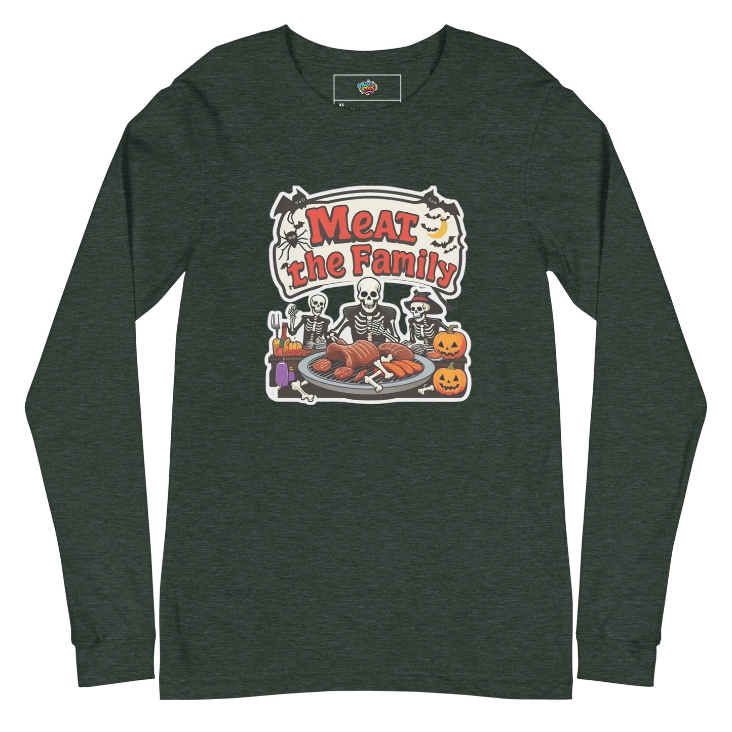 Meat The Family Unisex Long Sleeve Tee  from Rare Plus Apparel – unique movie & pop culture inspired design.