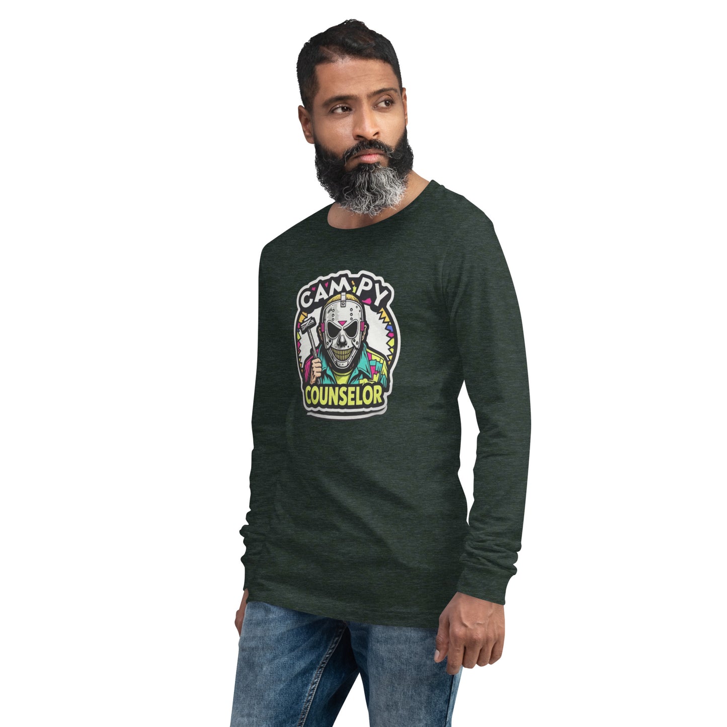 Campy Counselor Unisex Long Sleeve Tee  from Rare Plus Apparel – unique movie & pop culture inspired design.