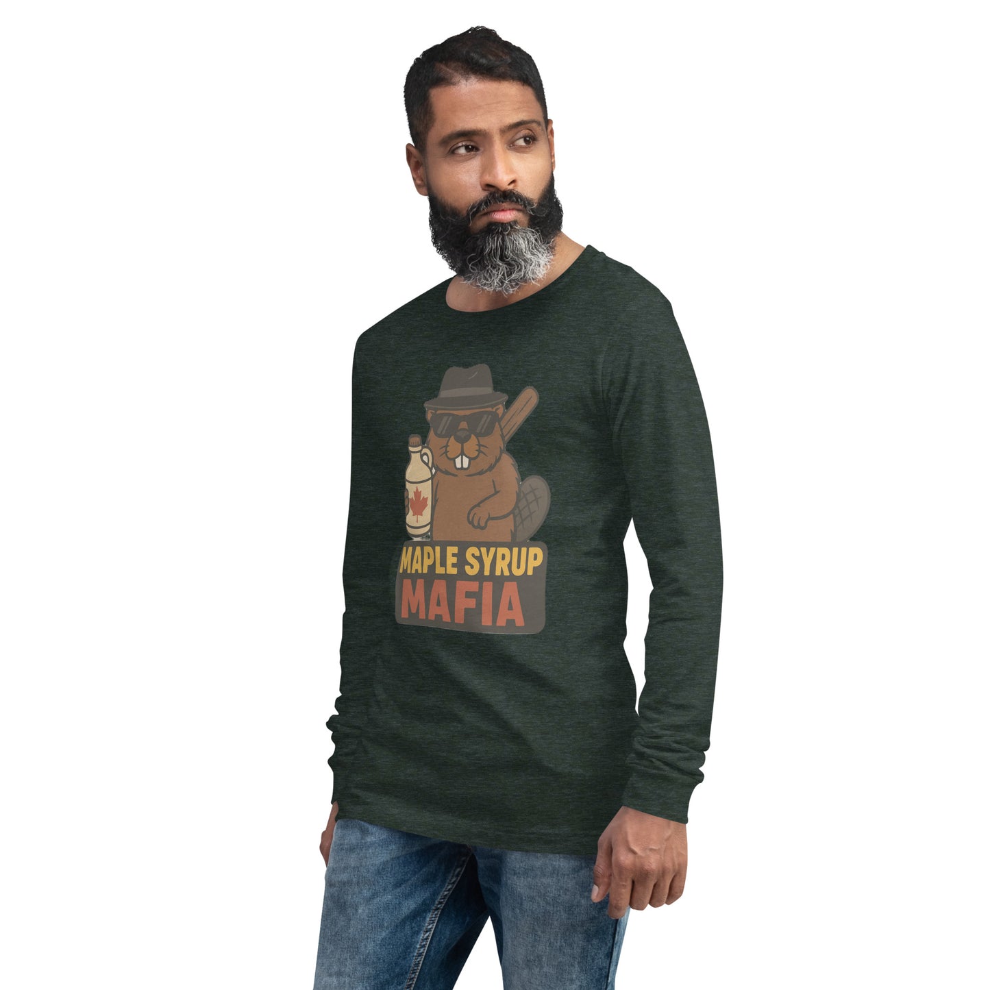 Maple Syrup Mafia Unisex Long Sleeve Tee  from Rare Plus Apparel – unique movie & pop culture inspired design.