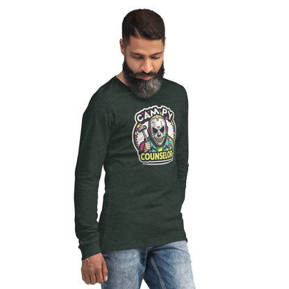 Campy Counselor Unisex Long Sleeve Tee  from Rare Plus Apparel – unique movie & pop culture inspired design.