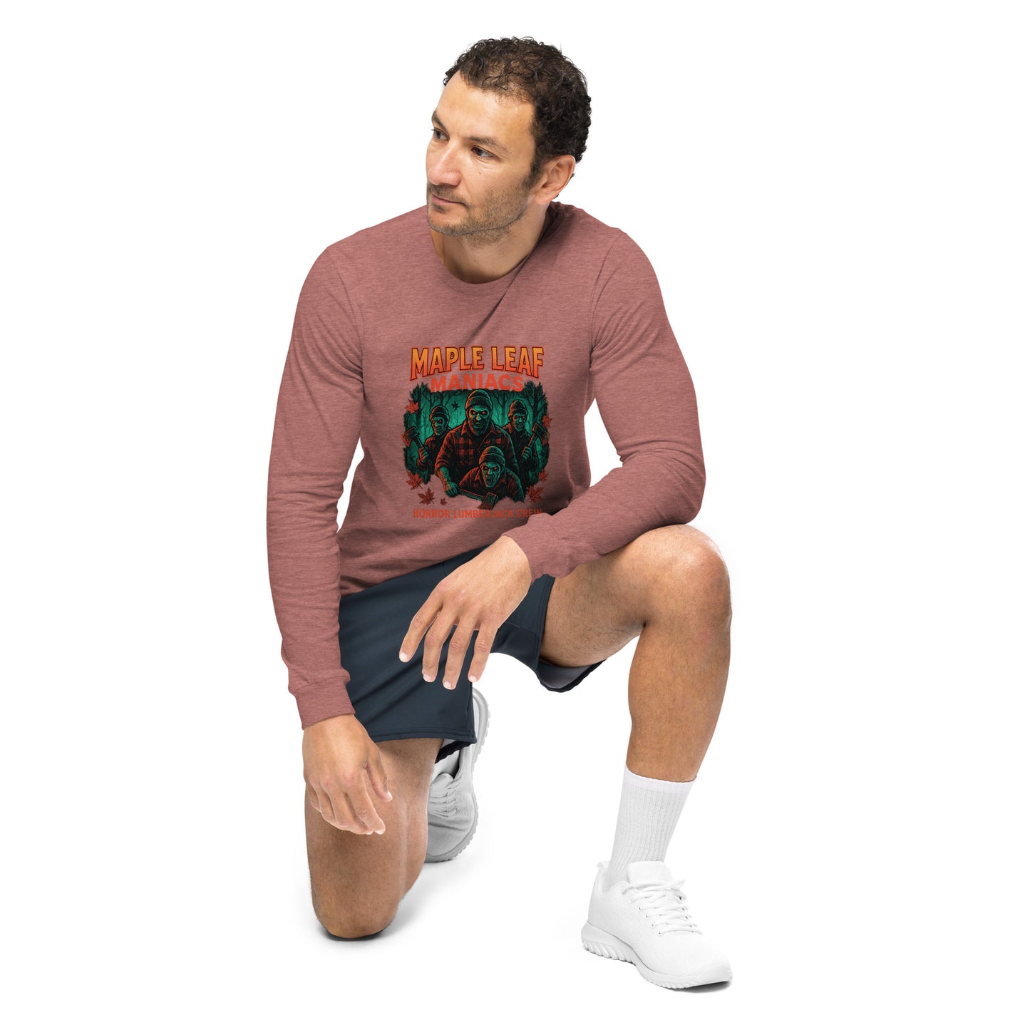 Maple Leaf Maniacs Unisex Long Sleeve Tee  from Rare Plus Apparel – unique movie & pop culture inspired design.