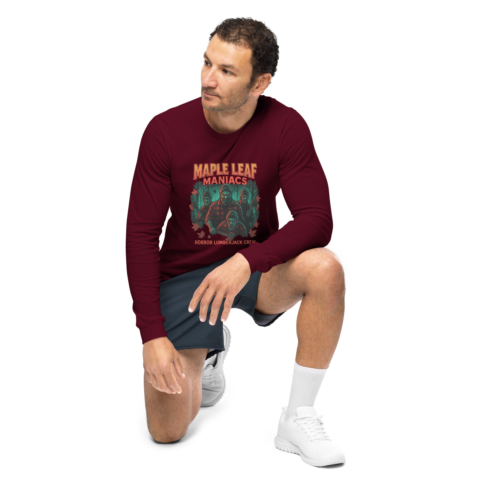 Maple Leaf Maniacs Unisex Long Sleeve Tee  from Rare Plus Apparel – unique movie & pop culture inspired design.